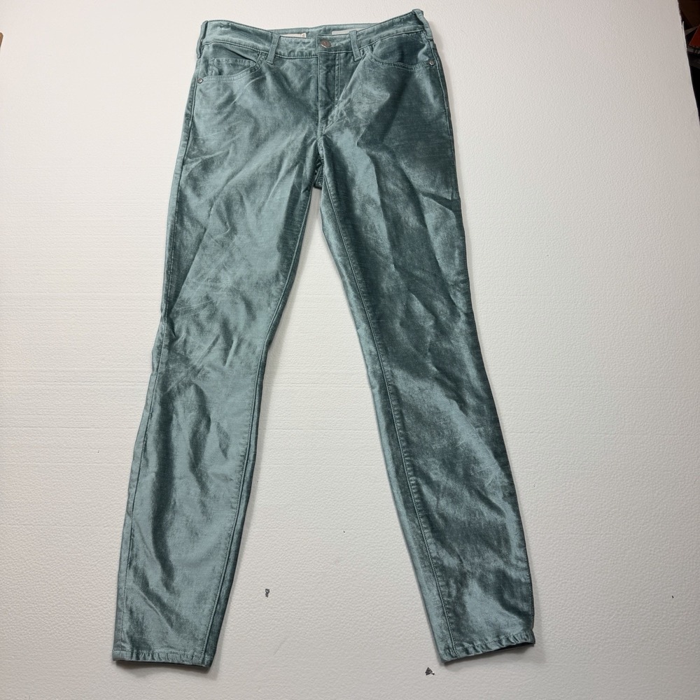 Anthropologie Pilcro The Letterpress Velvet Pants 26 Sage Green High Rise Skinny